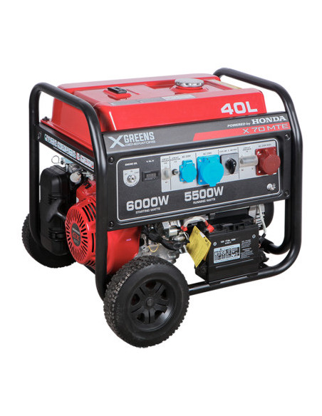 GENERADOR HONDA X 70 MTE GX390 11,7 cv 6.000 VA 389 cm3 TRIFASICO ARRANQUE MANUAL/ELECTRICO