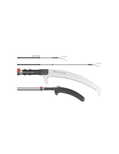 PERTIGA TELESCOPICA CON SERRUCHO SILKY HAYAUCHI 390 mm 2 EXTENSIONES 2,28 - 3,70 mt.