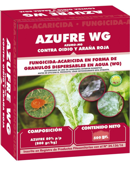 AZUFRE WG MOJABLE MASSO 500 gr. (ANTIOIDIO Y ARAÑA ROJA)